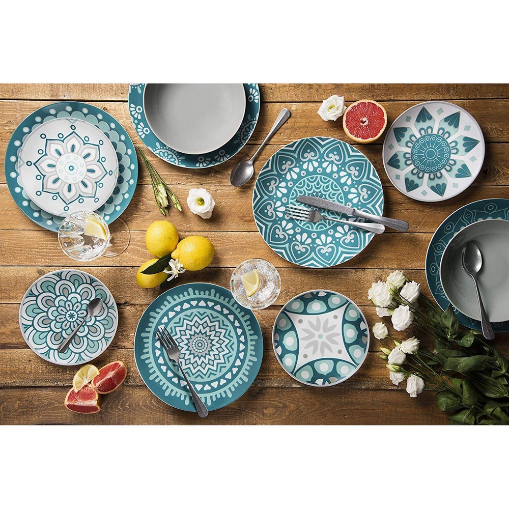 Acquista online Blue Mandala Table Set, Porcelain, Multicolored, 18 Units Excelsa
